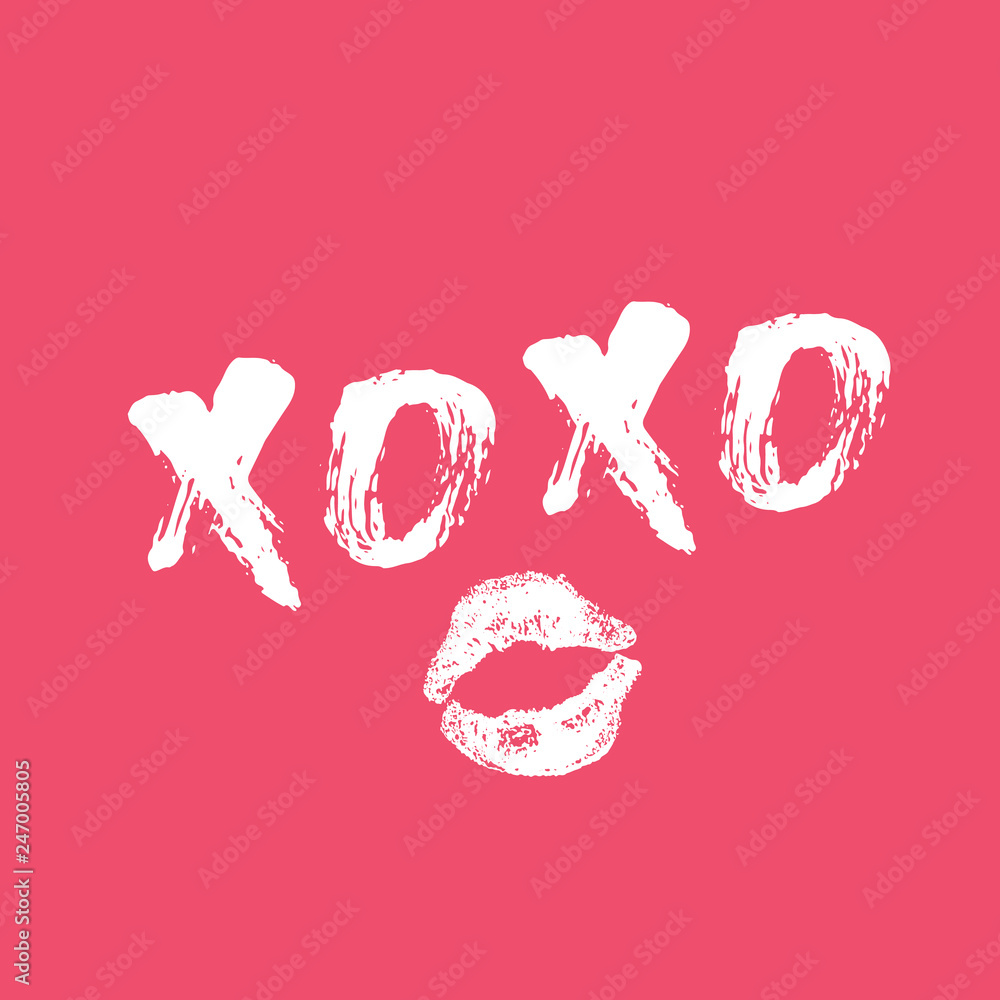 XOXO brush lettering sign, Grunge calligraphic hugs and kisses Phrase,  Internet slang abbreviation XOXO symbols, vector illustration Stock Vector  | Adobe Stock