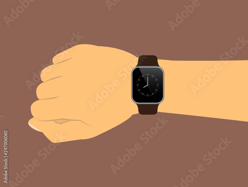 Smart watch on hand. Multifunction watch.