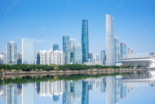 Skyline of CBD Building in Tianhe District  Guangzhou  China