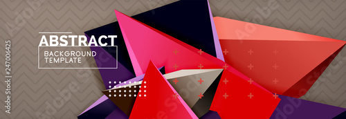 3d triangular shapes geometric background. Origami style pattern with triange shapes for decorative design. Poster design. Line design. Modern presentation template