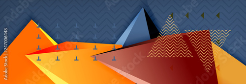 3d triangular shapes geometric background. Origami style pattern with triange shapes for decorative design. Poster design. Line design. Modern presentation template