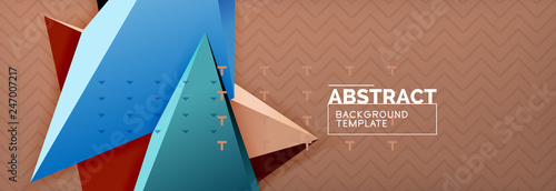 3d triangular shapes geometric background. Origami style pattern with triange shapes for decorative design. Poster design. Line design. Modern presentation template