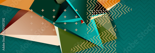 3d triangular shapes geometric background. Origami style pattern with triange shapes for decorative design. Poster design. Line design. Modern presentation template