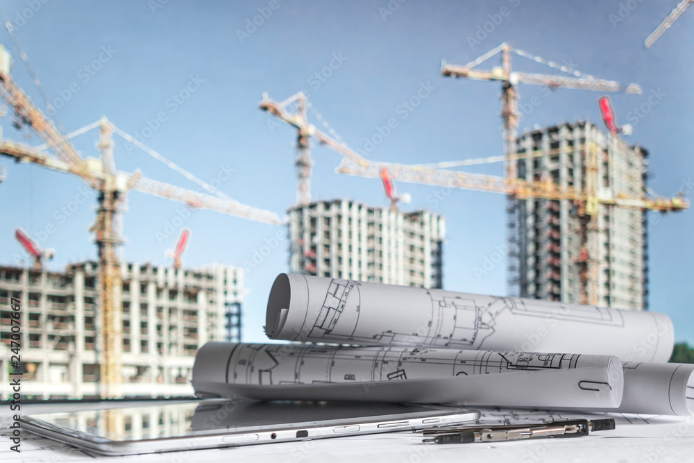 architect design working drawing sketch plans blueprints and making architectural construction model in architect studio architect design working drawing sketch plans blueprints and making architectural construction model in architect studio