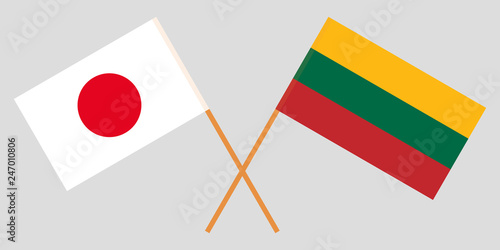 Japan and Lithuania. The Japanese and Lithuanian flags. Official colors. Correct proportion. Vector