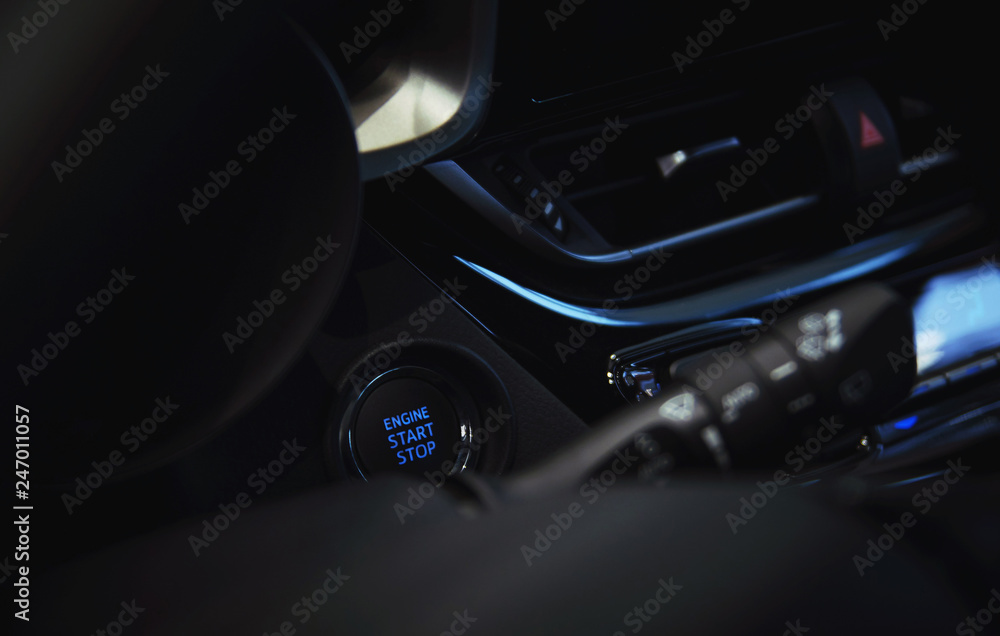 engine start stop button in the car interior engine start stop button in the car interior