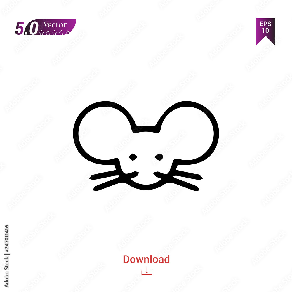 Outline rat icon isolated on white background. Line pictogram. Graphic design, mobile application, logo, user interface. Editable stroke. EPS10 format vector illustration
