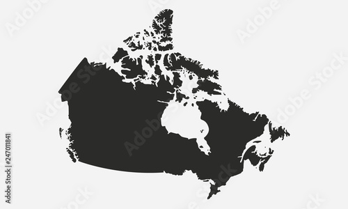 Canada black blank map. Canadian map isolated on white background. Vector illustration
