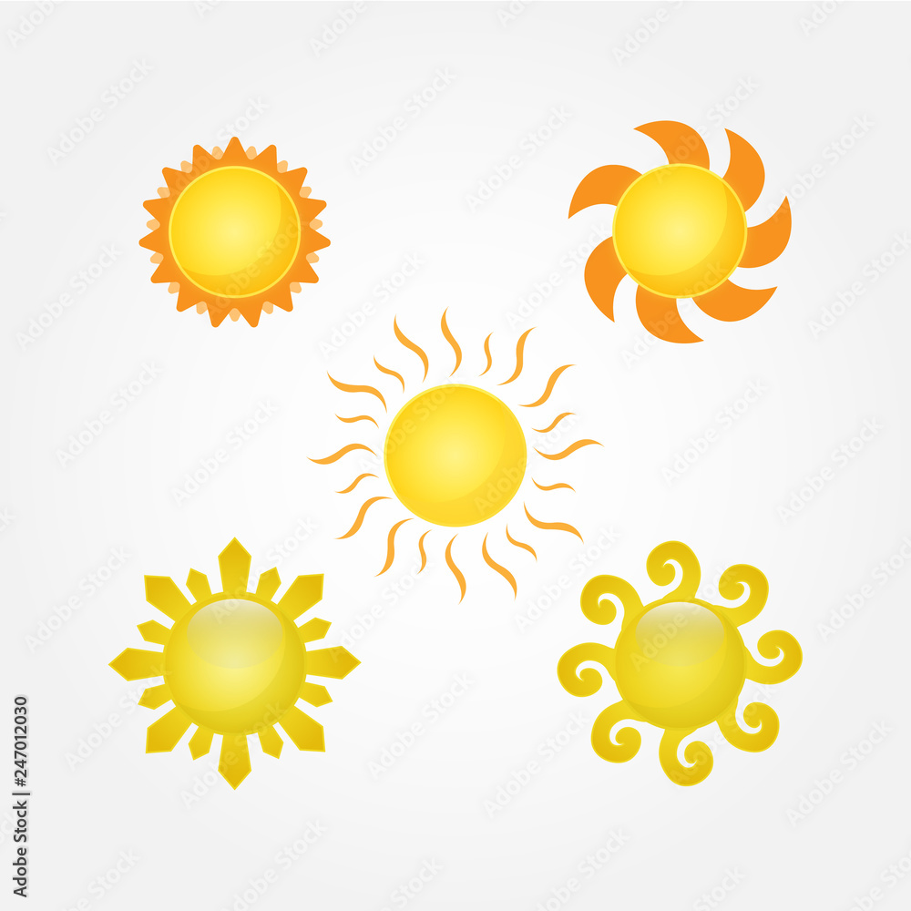 Sun Vector isolated summer icon design. Collection of sun vector icon Sun Vector isolated summer icon design. Collection of sun vector icon
