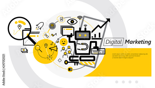 Vector banner design of digital marketing concept.