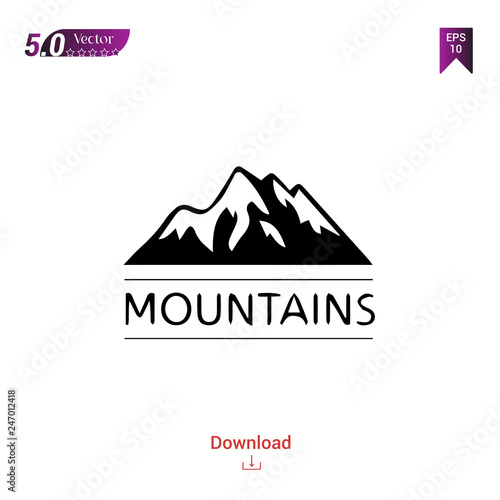 Outline MOUNTAIN icon isolated on white background. Line pictogram. Graphic design, mobile application, logo, user interface. Editable stroke. EPS10 format vector illustration