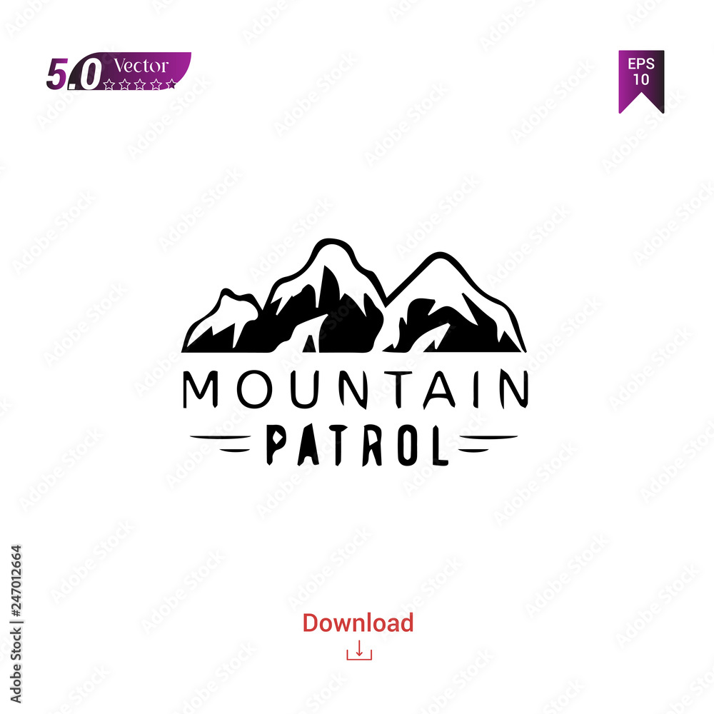 Naklejka premium Outline MOUNTAIN icon isolated on white background. Line pictogram. Graphic design, mobile application, logo, user interface. Editable stroke. EPS10 format vector illustration