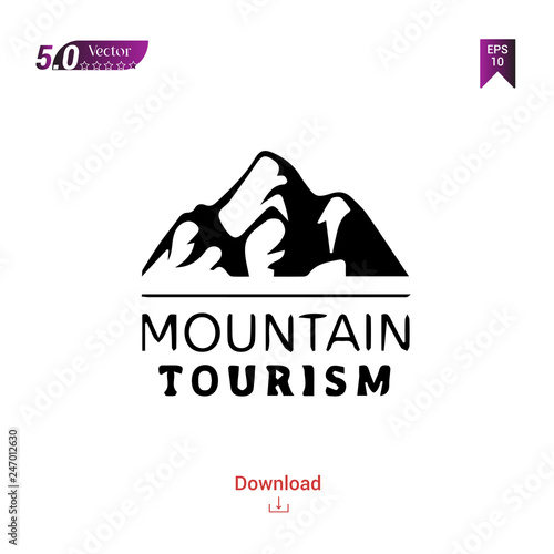 Outline MOUNTAIN icon isolated on white background. Line pictogram. Graphic design, mobile application, logo, user interface. Editable stroke. EPS10 format vector illustration