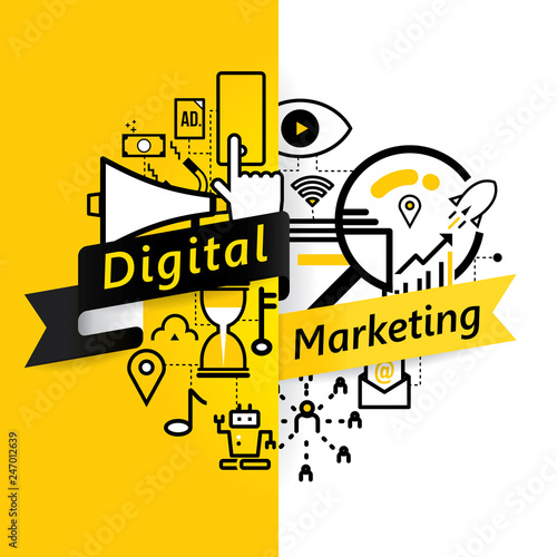 Vector background design of digital marketing concept.