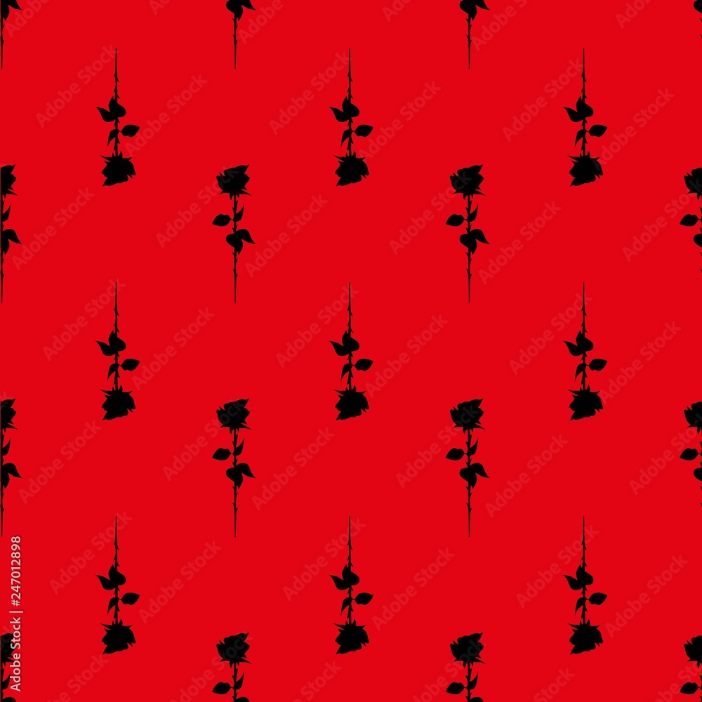 seamless pattern of black roses on red seamless pattern of black roses on red