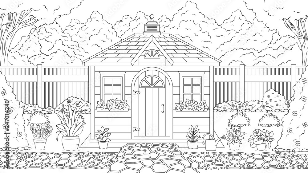 Garden house coloring
