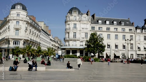 ORLEANS, FRANCE - October 09, 2018: Impressive architectural ensemble of Martroi square with equestrian statue of Joan of Arc in Orleans photo