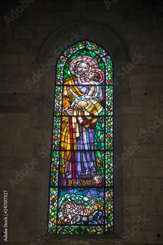Stained glass window of St. Joseph Cathedral in Lucca