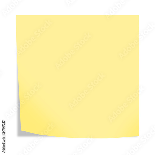 Yellow post-it note isolated on white background with clipping path