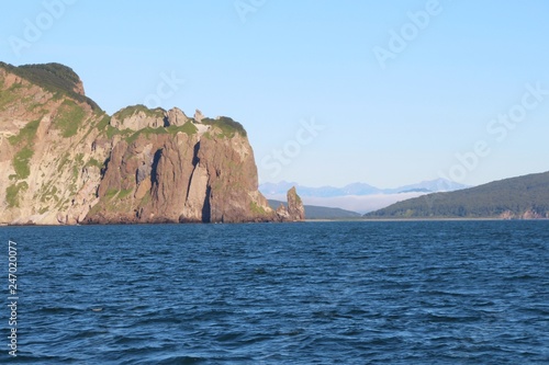 View of the coastal cliffs of the Kamchatka Peninsula, Russia. The Kamchatka peninsula contains the volcanoes of Kamchatka, a UNESCO World Heritage Site. © Андрей Рыков