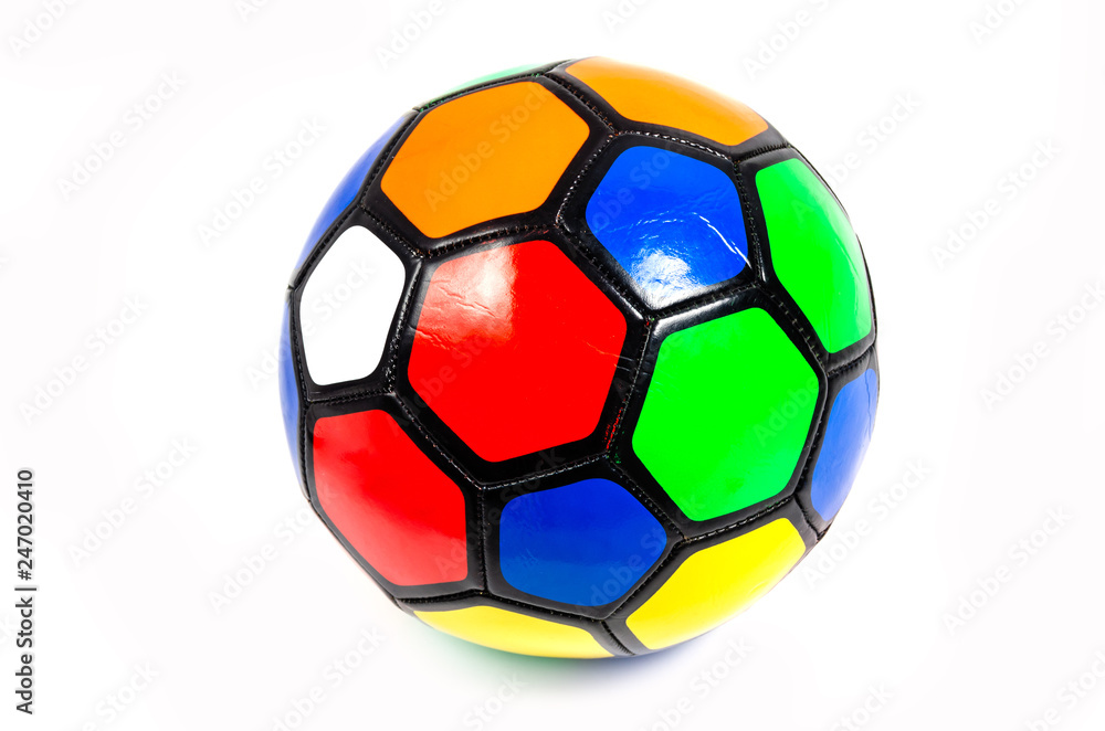 Fototapeta premium Bright colorful soccer ball on white background.