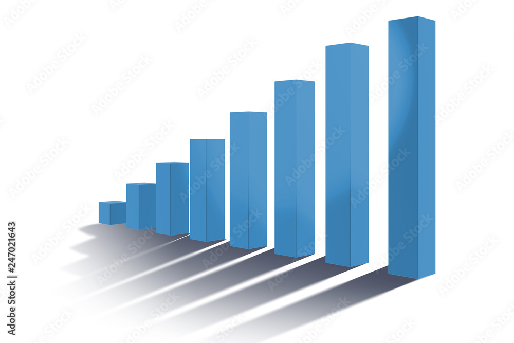 Bar chart showing growth - 3d rendering Bar chart showing growth - 3d rendering