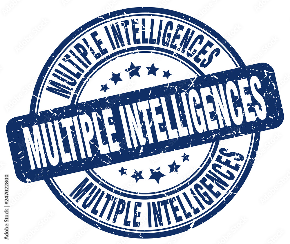 Fototapeta premium multiple intelligences blue grunge stamp