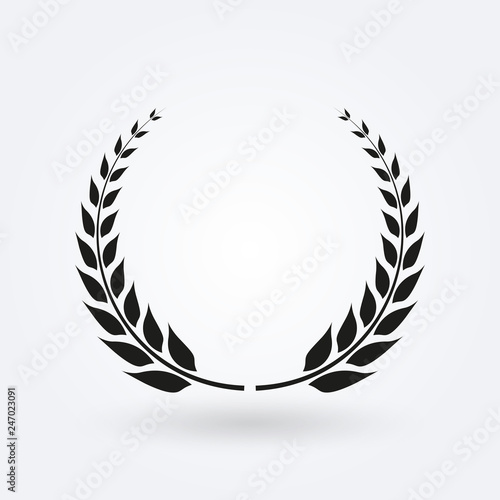 Laurel wreath icon. Award and victory symbol. Trophy and prize for winners. Vector illustration. photo