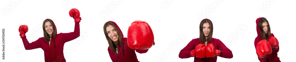 Woman boxer isolated on the white Woman boxer isolated on the white