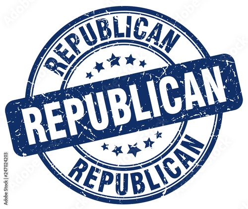 republican blue grunge round vintage rubber stamp