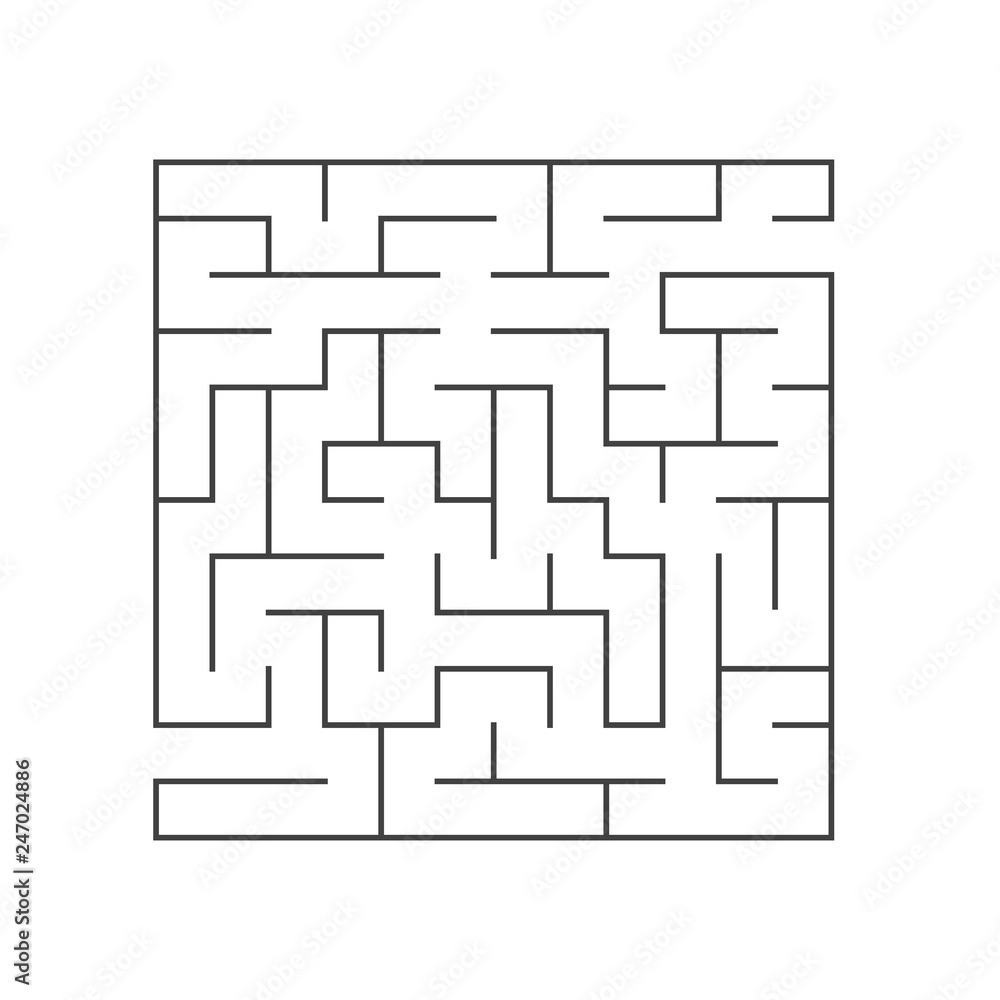 Abstract square maze. Game for kids. Puzzle for children. Labyrinth conundrum. Flat vector illustration isolated on white background. Abstract square maze. Game for kids. Puzzle for children. Labyrinth conundrum. Flat vector illustration isolated on white background.