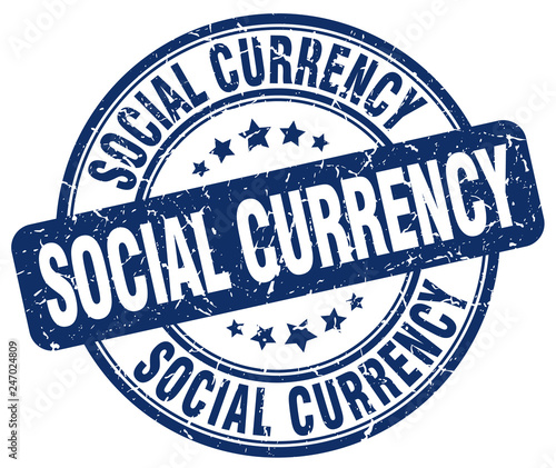 social currency blue grunge stamp