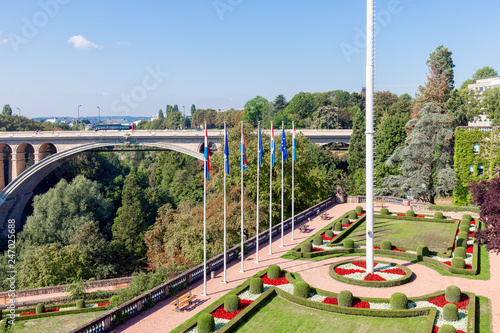 View at Petrusse park and pont Adolphe in Luxemburg city photo