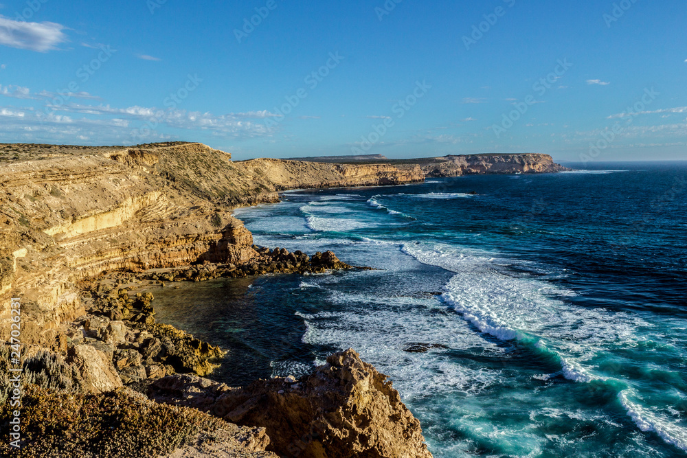 Famous cliffs near port lincon at sunset, South Australia