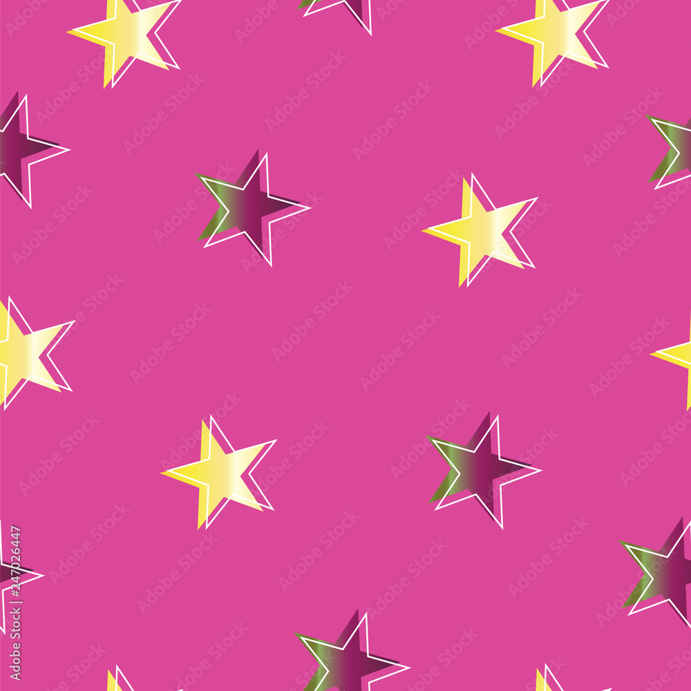 seamless pattern with yellow and purple stars on pink background - star pattern vector seamless pattern with yellow and purple stars on pink background - star pattern vector
