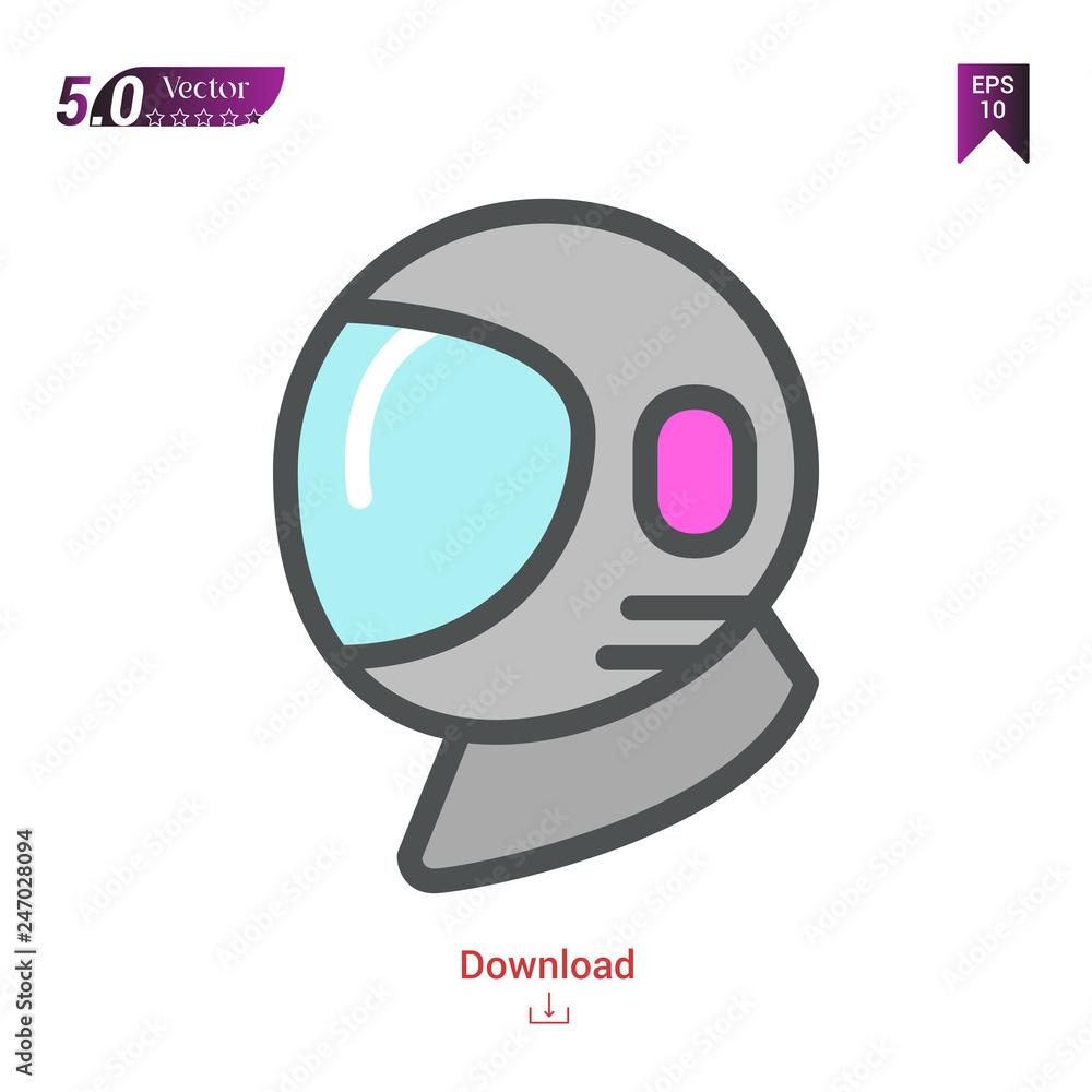 Obraz premium Outline astronaut icon isolated on white background. Line pictogram. Graphic design, mobile application, logo, user interface. Editable stroke. EPS10 format vector illustration