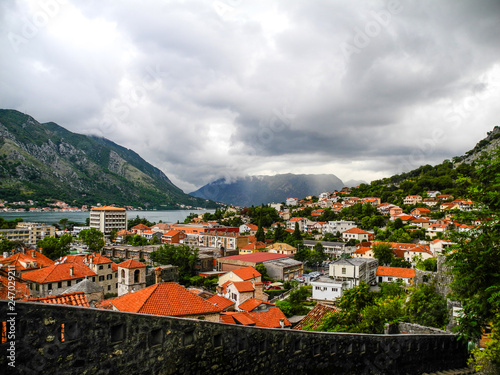 Kotor panorama top view. Montenegro. Top view.