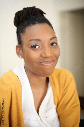 Head shot portrait beautiful African American female model