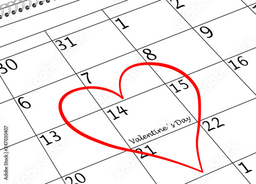 Valentin`s Tag Ich Liebe Dich Kalenderblatt mit Herz