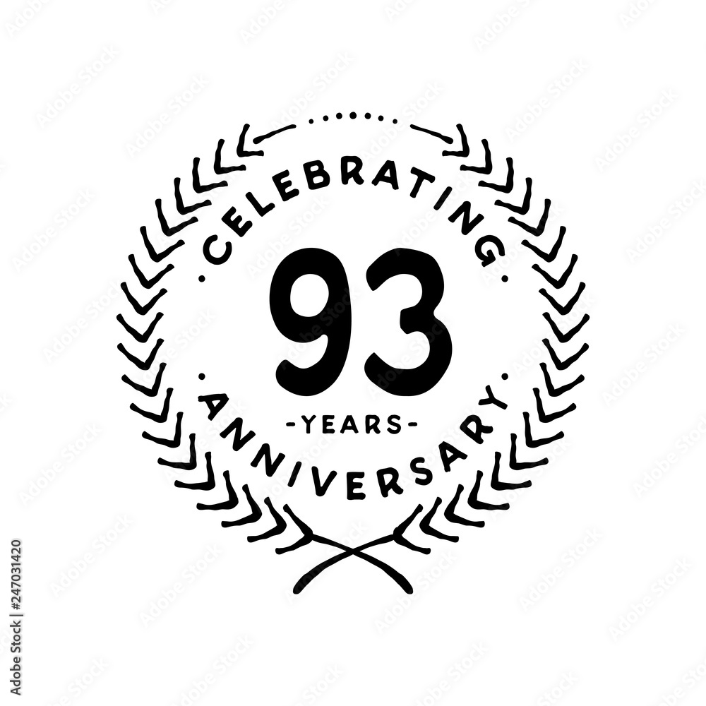 93 years design template. 93rd vector and illustration 93 years design template. 93rd vector and illustration