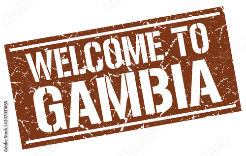 welcome to Gambia stamp