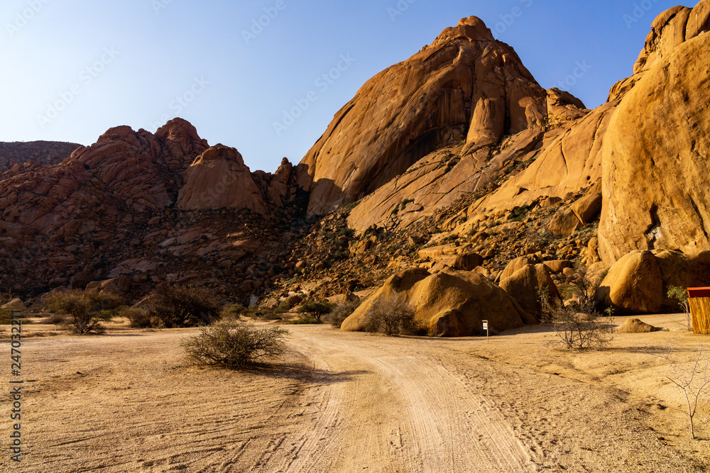 Off road driving to Spitzkoppe's rock formations, Namibia