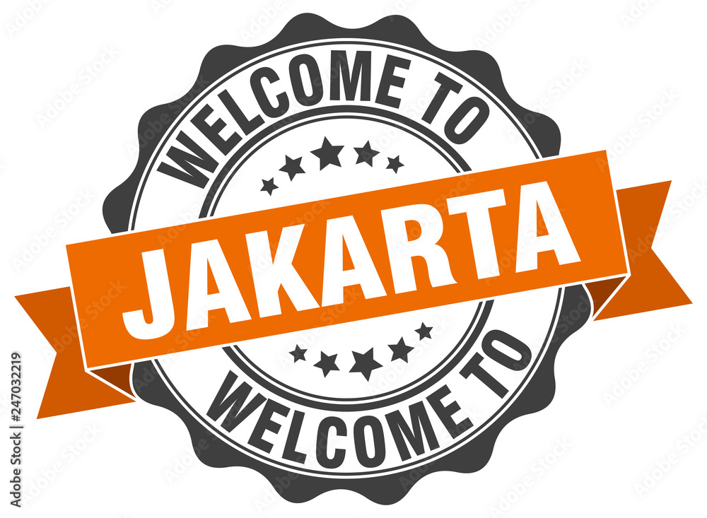 Fototapeta premium Jakarta round ribbon seal