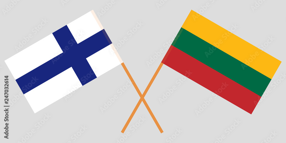 Lithuania and Finland. The Lithuanian and Finnish flags. Official colors. Correct proportion. Vector