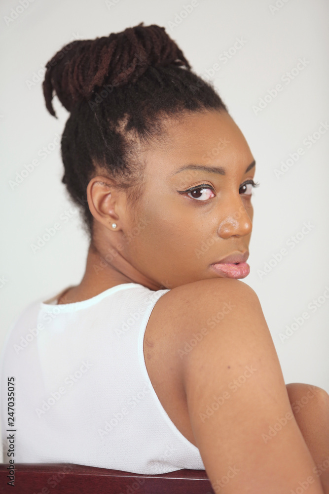 Portrait of a young attractive African American female model Portrait of a young attractive African American female model
