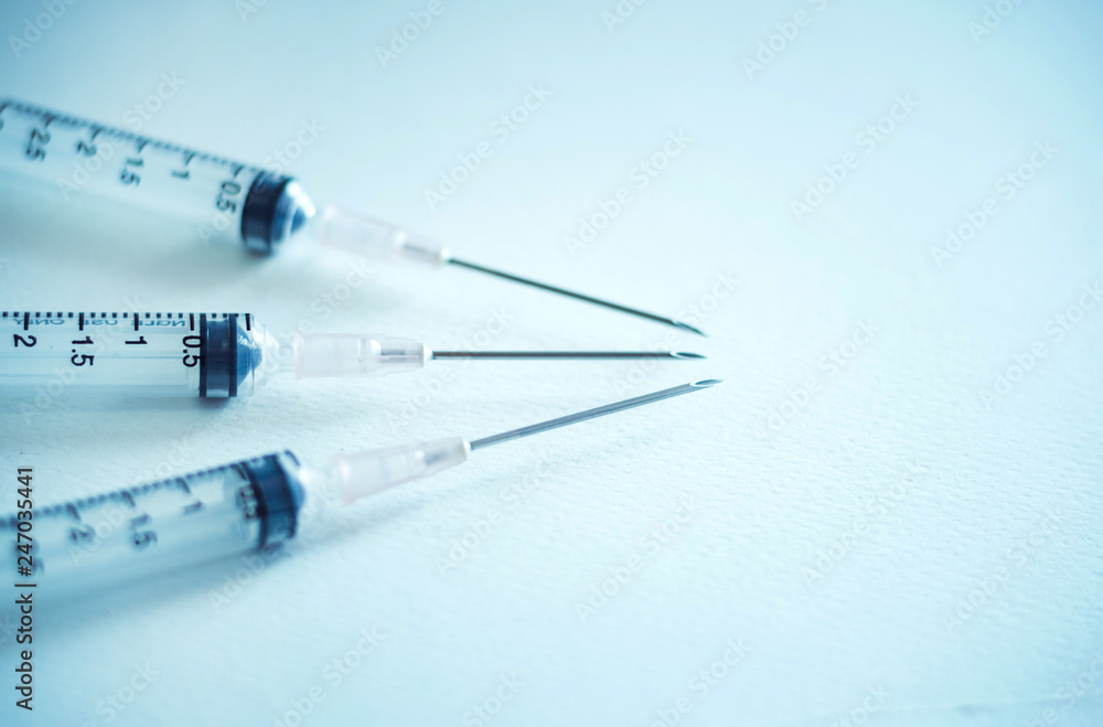 Close up of syringe, equipment with needle. Nurse or doctor use to Health care in hospital. selective focus Close up of syringe, equipment with needle. Nurse or doctor use to Health care in hospital. selective focus