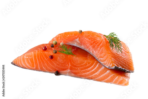 Fresh salmon fish isolated on white background without shadow - Image