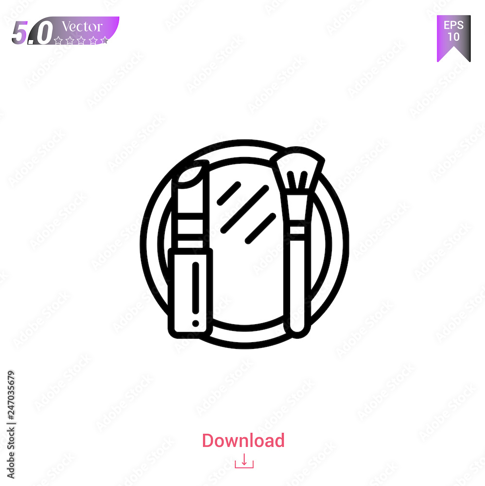 Outline makeup icon isolated on white background. Line pictogram. Graphic design, mobile application, logo, user interface. Editable stroke. EPS10 format vector illustration Outline makeup icon isolated on white background. Line pictogram. Graphic design, mobile application, logo, user interface. Editable stroke. EPS10 format vector illustration