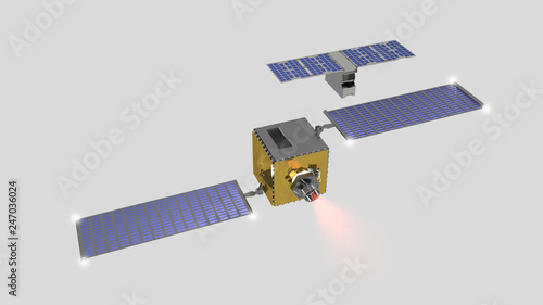 Satellite Dart Liciacube progettato per la nuova missione spaziale prevista per il 2021, 3D rendering su fondo neutro