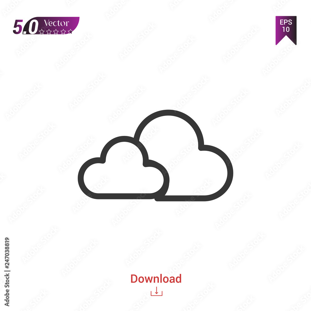 Outline Cloud icon isolated on white background. Line pictogram. Graphic design, mobile application, logo, user interface. Editable stroke. EPS10 format vector illustration Outline Cloud icon isolated on white background. Line pictogram. Graphic design, mobile application, logo, user interface. Editable stroke. EPS10 format vector illustration